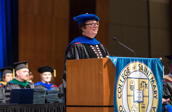 President Maryanne Stevens addresses the graduates