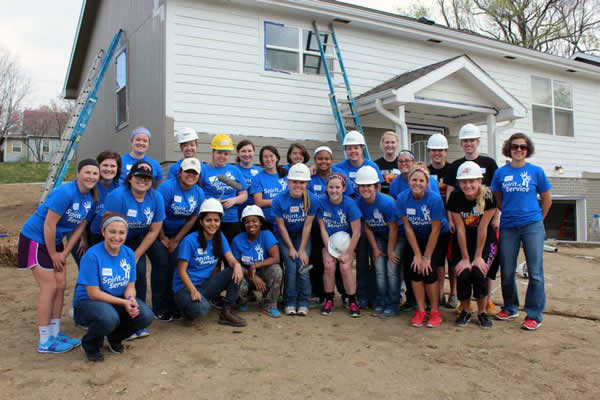 College of Saint Mary Spirit of Service Day Team Working for Habitat for Humanity