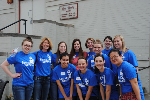 College of Saint Mary Spirit of Service Day Team Working for the Holy Family Lunch Program