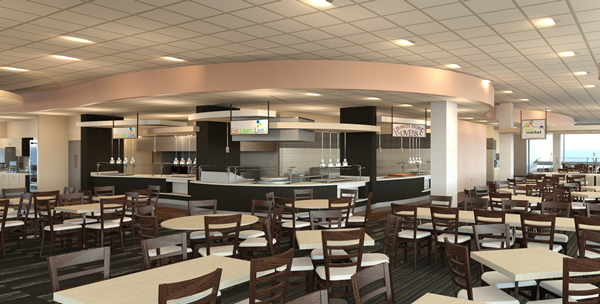 Rendering of New Mercy Hall Dining Room